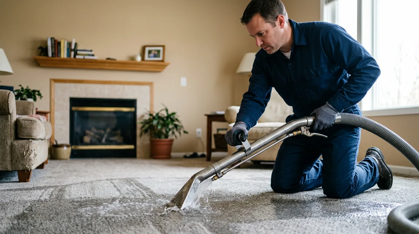 Water damage restoration technician working near Eunice, MO